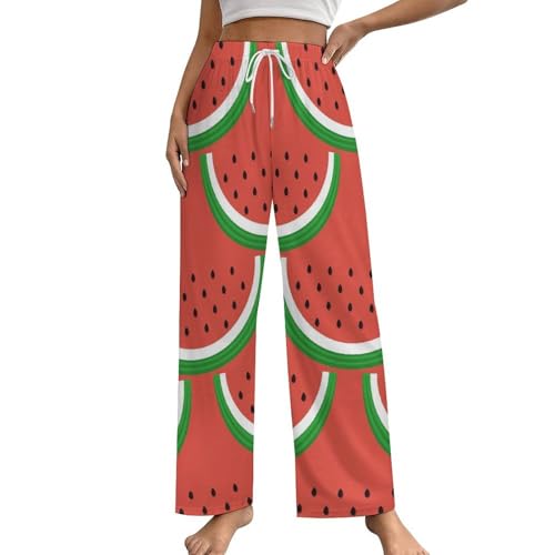 Pantalon de pyjama femme Pastèque en taille S avec poches latérales