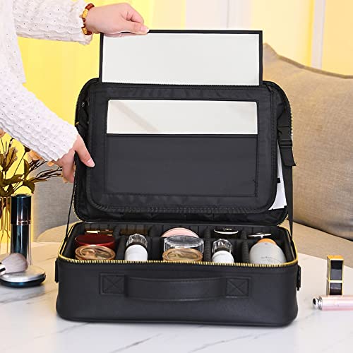 Caja de belleza multifuncional negra para organizar cosméticos cómodamente 5