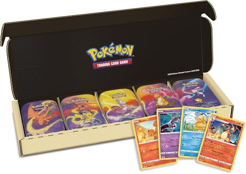 Pokémon : Lot de 5 Mini-boîtes Puissance de Kanto (10 boosters, 5 pièces et 5 Cartes artistiques)