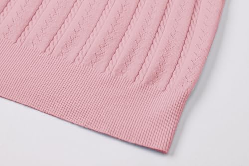 Image of SANGTREE Women's Cable Knit Half Sleeve Sweaters, Crew Neck Solid Color Knitted Summer Pullover Tops