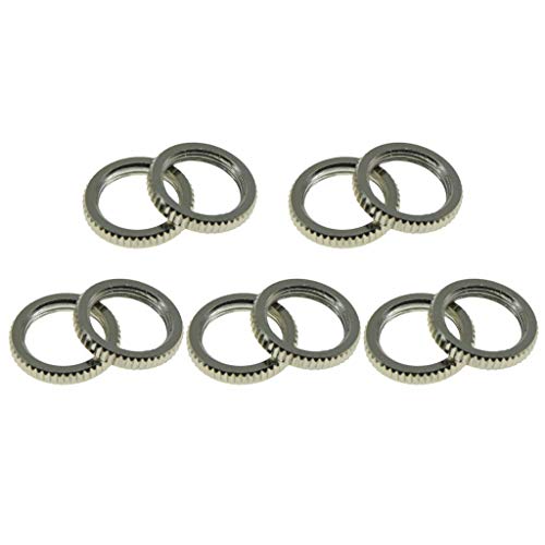 Dopro Pack of 10 USA Spec 15/32" Fine Knurled LP Guitar Toggle Switch Nut For Switchcraft Switches Nickel