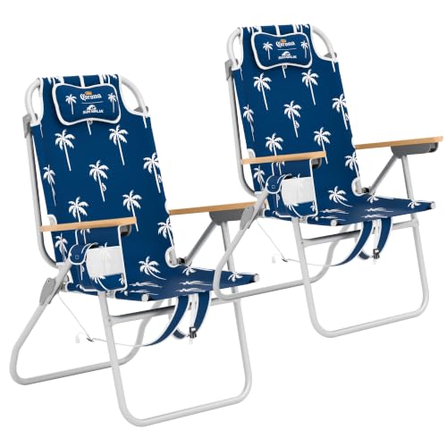 Image of SUN NINJA Folding Beach Chair for Adults with 17 inch seat Height - 2pc