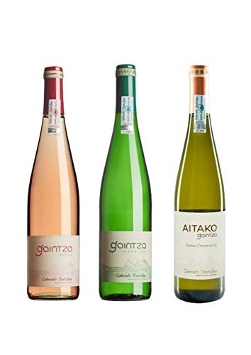 Txakoli Gaintza, Roses y Aitako, PACK MIXTO, caja de 3 botellas, denominación de origen Getariako Txakolina - Txakolí de Getaria, vino blanco y vino rosado