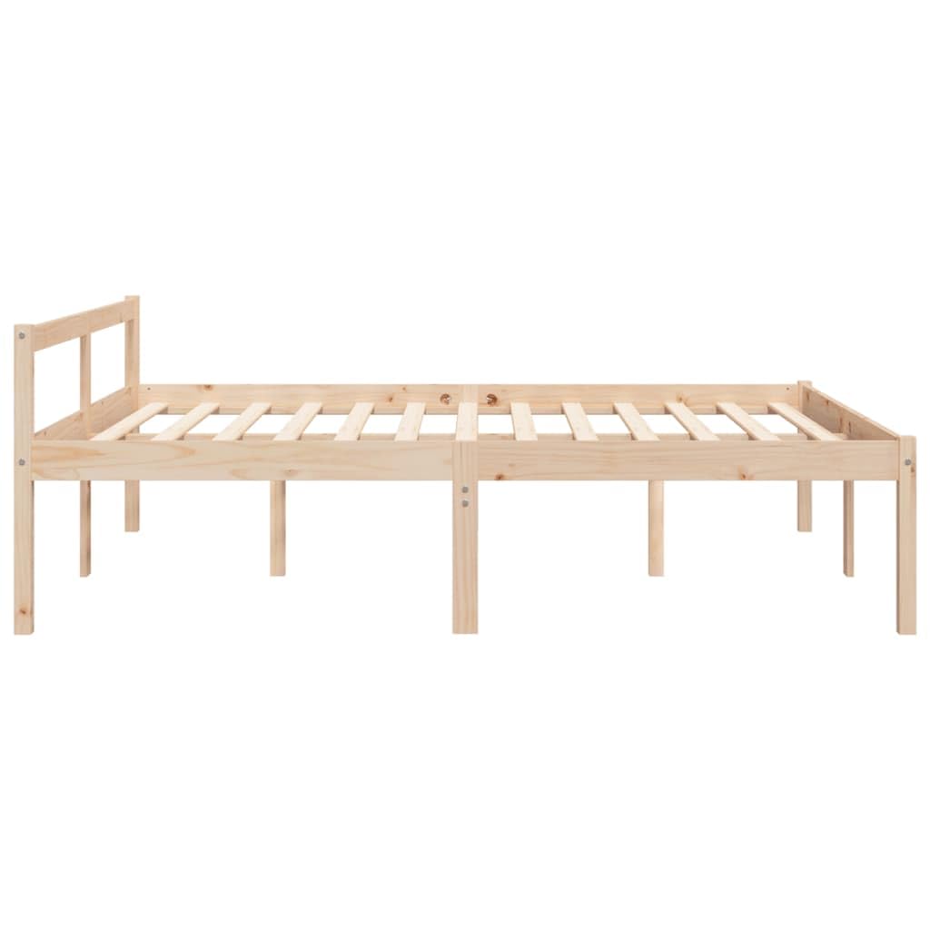 Massivholz Kiefer Seniorengerecht 45 cm Sitzhöhe Schlafzimmer Modern Braun | Seniorenbett 160x200 cm Massivholz Kiefer Bettgestell mit Kopfteil Hohe Sitzhöhe Stauraum Kiefernholz