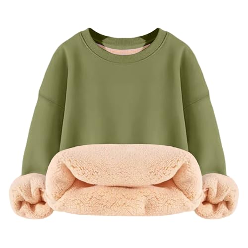 Kids Crewneck Sweatshirt Girls Oversized Fleece Drop Shoulder Cute Pullover Tops Warm Sherpa Lined Sweatshirts 20254