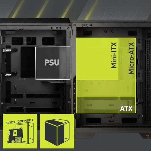 Image of msi MAG PANO 100L PZ - Premium Mid-Tower Gaming PC Case - Tempered Glass Side Panel - Liquid Cooling Support up to 360mm Radiator - Vented Front Panel