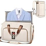 KAKA ガーメントバッグ ボストンバッグ ボストン式 ビジネスバッグ メンズ レディース 大容量 折りたたみ スーツバッグ スーツケース固定 旅行カバン 出張 旅行 入社 入学 帰省 就活 スポーツ男女兼用 通勤 ビジネス用 (オフホワイト)