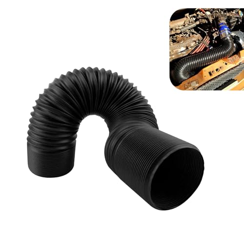 Prywog Pack-1 Flexible Vehicle Feed Pipe Replacement, Car Inlet Cold Air Intake Hose, Stretchable Automotive Tube Accessories, Universal for Most Cars, Trucks and Vans (Black #63MM)