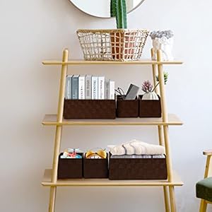 Posprica woven storage baskets for organizing 6 pack largesmall storage cube bins set for bathroom storage boxes container for drawer closet shelf dresser brown  urban country home decor
