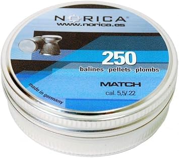Balines NORICA Premium Match 5.5 mm Calibre .22 [Lata 250 perdigones]