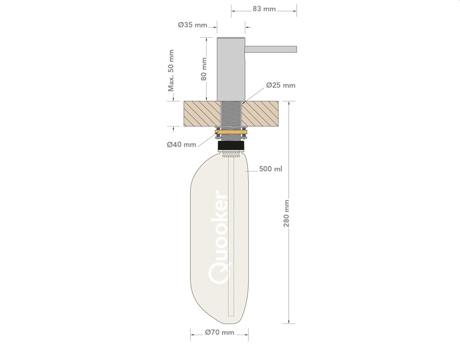 QUOOKER Nordic Seifenspender RVS (Voll-Edelstahl) / 55 mm