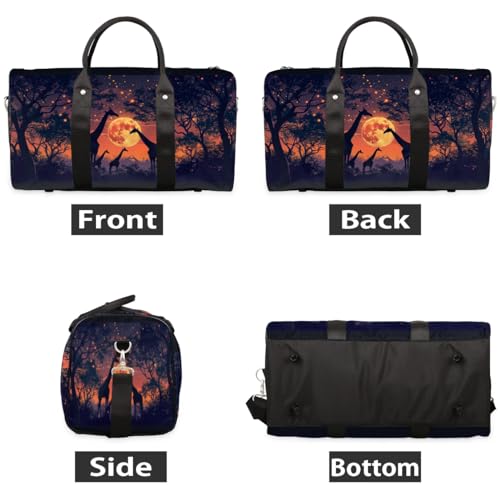 Travel Duffle Bag Animal Giraffes Forest Foldable Travel Bags for Men Women, 17 Inch Gym Bag Workout Bag Carry on Weekender Overnight Bag for Gym Travel2