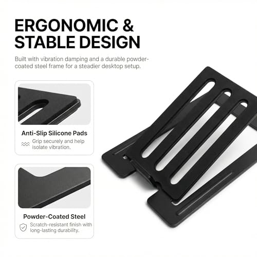 Image of Tilted Desktop Speaker Stands for Computer Speakers, Small to Medium Speakers and Studio Monitors, Metal Speaker Stand Pair, Black