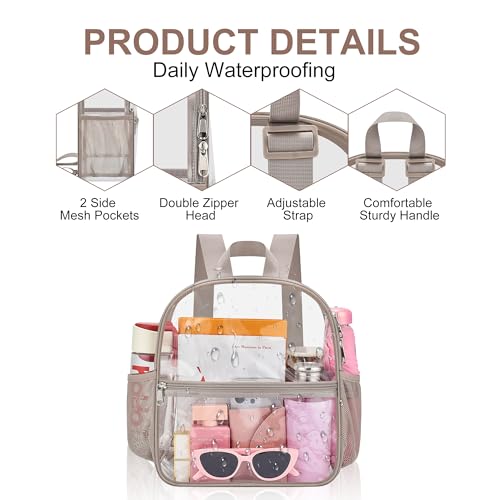 Image of Oraben Clear Backpack for Stadium Events Clear Bag Small Stadium Backpack Waterproof 12x6x12 for Women Men Adult Concert Sports