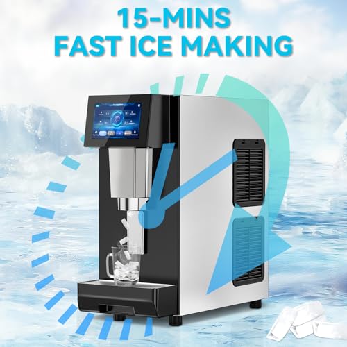 Image of Nugget Ice Maker Machine Countertop, Ice /Water /Ice & Water Optional, 95LBS /24H Soft Pellet Crushed Chewable Ice Machine with Self-Cleaning for Home Office Kitchen Party RV