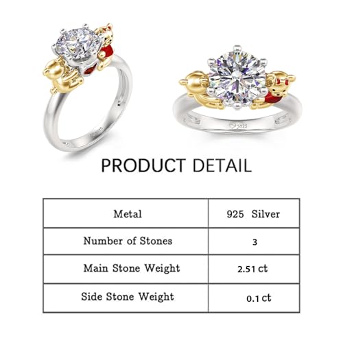 Jeulia Hug Me Animal Round Cut Sterling Silver Ring for Women Couples Engagement Wedding Anniversary Christmas Mother's Day Diamond Band with Jewelry Box2