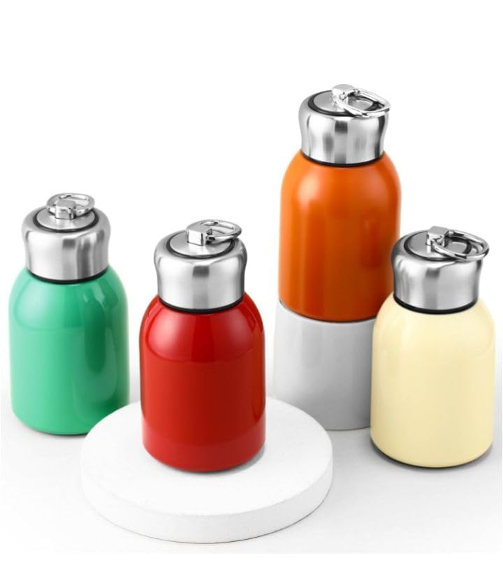 Image of Mini Insulated Water Bottles,Stainless Steel Water Bottle Small Portable Water Bottle Tumbler Vacuum Cup for Boys, Girls, School, Office, Camping (Orange Brown 300 ML)