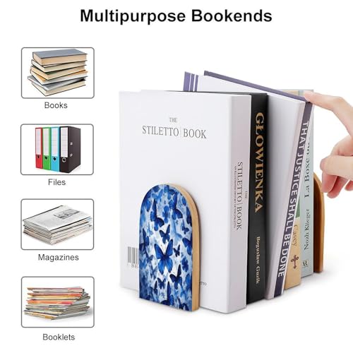 Sujetalibros resistentes de madera con mariposas para sujetar libros 4