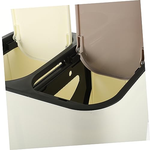 Caneca de basura rectangular con doble compartimento beige miniatura 7