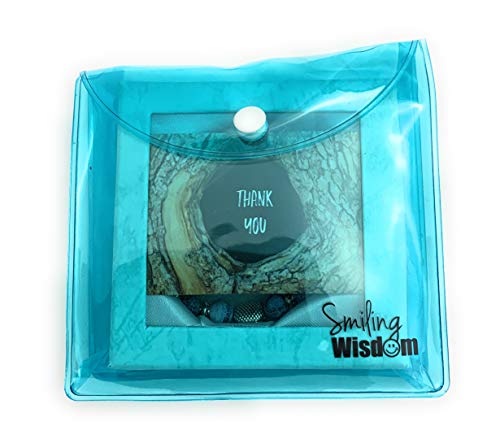Smiling Wisdom - Owl Thank You - Teacher Appreciation Mini Card And Stretch Bracelet Gift Set - Woman From Parent – Blue Effloresce Agate #TOP4