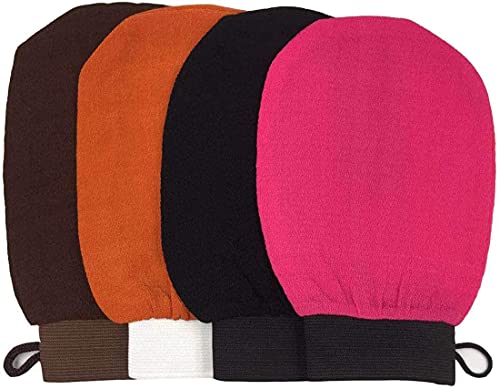 HAI+ Exfoliating Moroccan Hammam Mitt Kessa Scrub Gloves Remove Dead Skin Bath Body Scrub Mitt for All Skin Types and Improve Blood Circulation Shower Spa Dead Skin Cell Remover (4 pack)