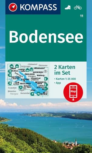 KOMPASS Wanderkarten-Set 11 Bodensee (2 Karten) 1:35.000: inklusive Karte zur offline Verwendung in der KOMPASS-App. Fahrradfahren.