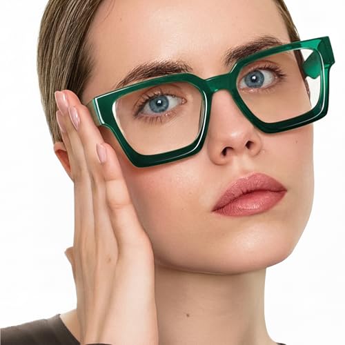Image of livho Oversized Eyewear Frame for Woman and Men - Rectangle Fashion Glasses for Computer, Chic Preppy Frame