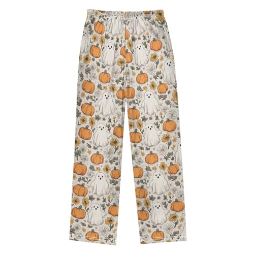 ALAZA Pumpkin Blossom Sunflower Halloween Pajama Lounge Pants Long Sleep Pajama Bottoms with Pockets2