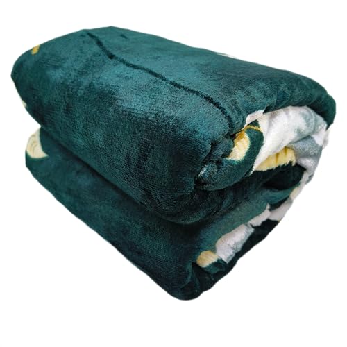 Image of Winter Woolen Premium Flannel Velvet Warm Duvet Cover Quilt Cover | Rajai Cover | Blanket Cover | Comforter Cover Single Size 60x100 inches Woollen (Kai Green Gray Gold Flora, Single Bed)