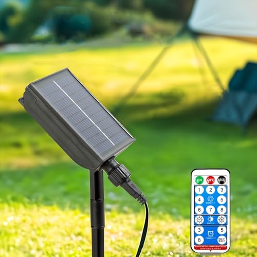 Yomistar Kit de caja de control solar de 1200 mAh, panel de batería de litio de 3,7 V, 8 modos de parpadeo, cadena de luces solares con mando a distancia para cadenas de luces LED de 3 V