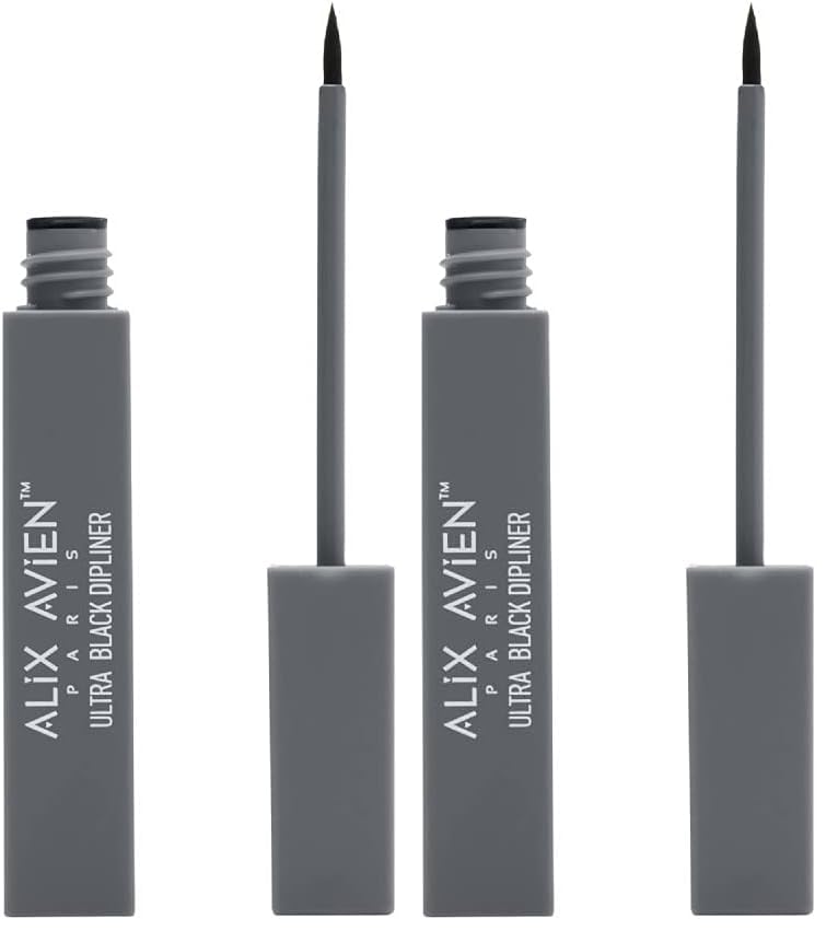 ALIX AVIEN Uzun Süre Kalıcı,Suya Dayanıklı,Yoğun Pigmentli Keçe Uçlu Siyah Likit Eyeliner- Ultra Black Dipliner (2 paketi)