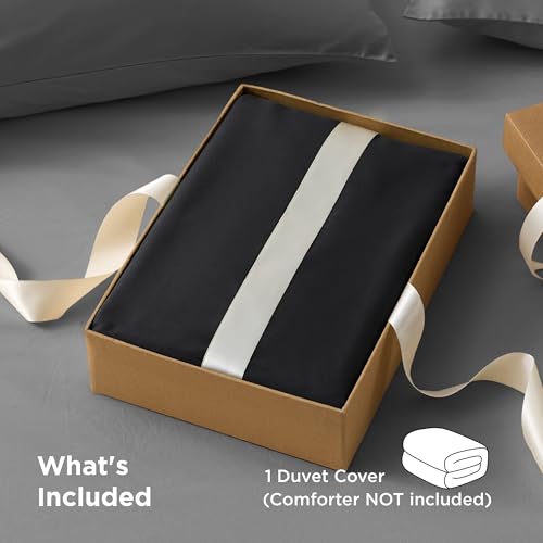 Image of Bedsure Duvet Cover Queen Size - Only Includes 1 Duvet Cover (90 inchx90 inch), Hotel Luxury Soft Double Brushed All Season Bedding for Kids & Adults, Zipper Closure, Black (No Comforter, No Pillow Shams)