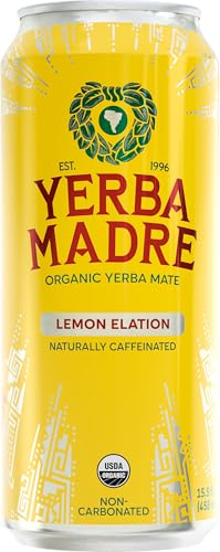 Image of Guayaki Yerba Mate, Energy Drink Alternative, Organic Lemon Elation Flavor, 15.5 Oz, 150mg Natural Caffeine, Smooth Energy & Focus