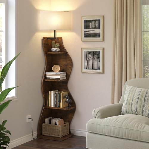 Evermagin 4 Tier Corner Shelf with Light, 64'' Tall Corner