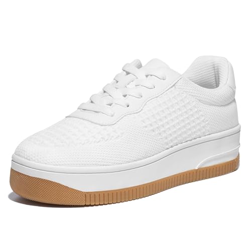 HEEZ White Tennis Shoes Women Platform Fashion Sneakers Comfortable Casual Shoes for Women