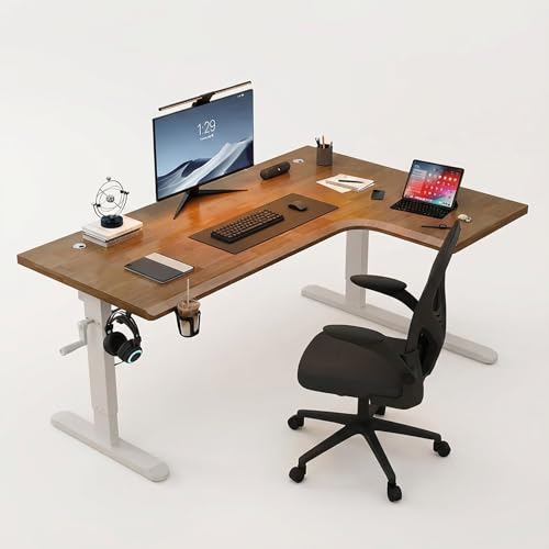 FXLKLUXE ���~�f�X�N �X�^���f�B���O�f�X�N �p�\�R���f�X�N l�� ��160cm 180cm 25mm�̖��C�ރe�[�u���g�b�v �w�K�� �ω׏d200kg �h�����N�z���_�[�t���E�w�b�h�z���t�b�N�t�� ���߉\�ȋr�t��75~110cm ���ɋ����A�ώ�������