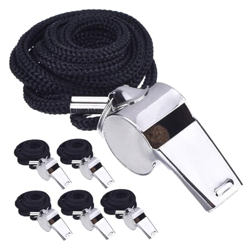 Silbatos de árbitro y entrenador acero inoxidable 6 pzas con cordón miniatura 1