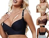 Bras for Women,Shapedly Super Push Up Bra Smoothing Back Fat Bras with Support Plus Size Seamless Deep Cup No Wire Brassiere Black 34 C
