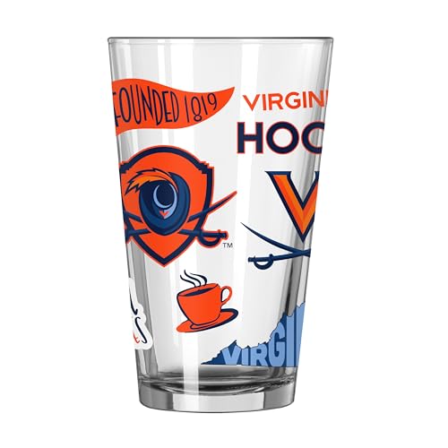 Image of Logo Brands NCAA 16 oz Pint Glass - Durable Glass With Bold Team Color- Chip-Resistant Rim Drinkware For Fans, Tailgates, Home Bars & Everyday Use