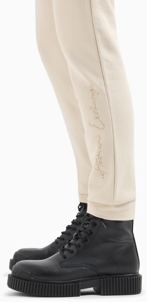 Armani Exchange Womens Rhinestone Script Logo Jogger Pants - Image 3