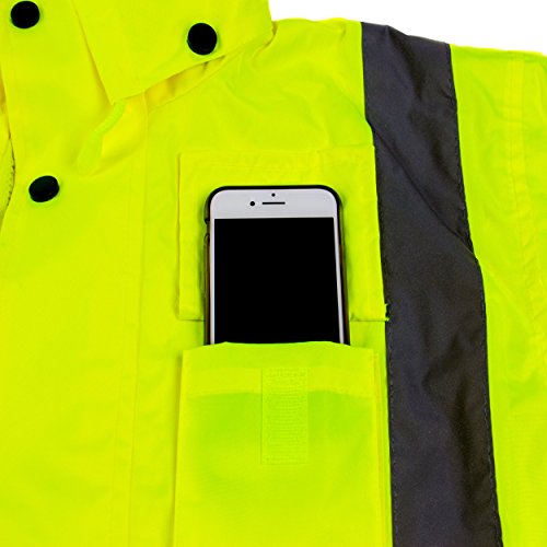 RK Class 3 Rainwear Reflective Hi-Viz Black Bottom Long Rain Coat RC-CLA3-LM22 (3XL, Lime)