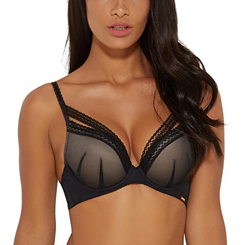 Gossard Women's Sheer Seduction Padded Plunge Bra, Black, 30Ff #TOP1