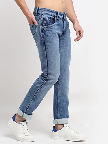 Image of Cantabil Men Blue Cotton Regular Fit Casual Jeans (P-MDNM00071-MEDIUM Mercerised)
