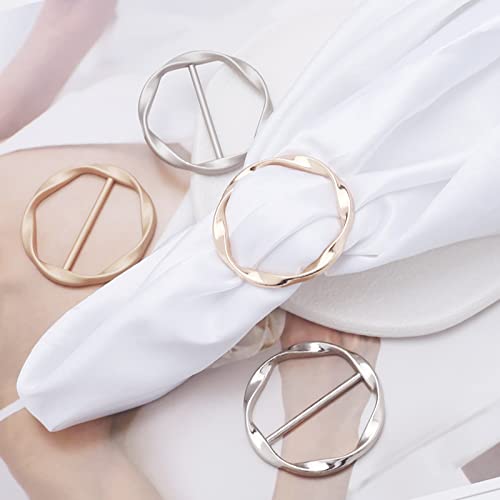 Create idea 6PCS T-Shirt Clips Elegant Silk Scarf Ring Clips Neckerchief Buckle Clothes Tie Clips Metal Wrap Holder for Silk Neckerchief Clothing Accessories 6 Colours - Image 3
