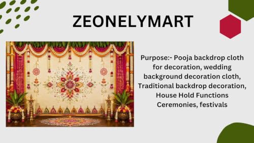 Image of Wedding Background Decoration Cloth | Grand Wedding Stage Backdrop with Vibrant Festive Flower Toran 8x8 Feet | Lakshmi Pooja Background
