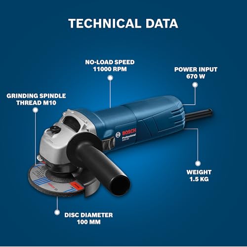 BOSCH Professional GWS 600 Angle Grinder | 670W Power | No-load Speed of 11000 RPM | Versatile Cutting and Grinding Tool | M10 Grinding Spindle Thread | 100 mm Disc | 1 Year Warranty (Image - 4)