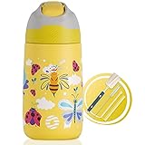 FÁCIL DE LIMPIAR Y LIGERO: Se recomienda lavar a mano la pared interior de la capa y se puede lavar la tapa en el lavavajillas. Detalle del lavado a mano: Después de usarlo, por favor, aclárelo primero con agua. Si hay suciedad, utilice un cepillo de limpieza con agua jabonosa para limpiar. Además, nuestras botellas cuentan con nuestro patrón antideslizante especialmente diseñado y con un asa de la tapa que no daña los dedos.