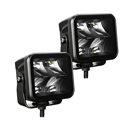 Go Rhino Xplor Lighting: Blackout Series 2x2 LED Cube Spot Light Kit (Pair) | Surface Mount (Threaded Stud Mount) Aluminum, Black | 732375T