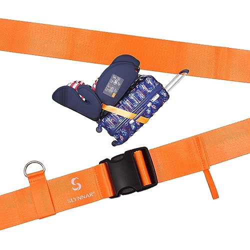 Image of Slynnar Car Seat Travel Belt, Car Seat Luggage Strap to Suitcase for Airport, Orange