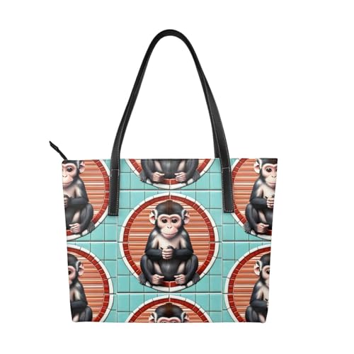 The silent monkey Stylish Waterproof Handbag for Women - Lightweight Travel Tote with Double-Sided Digital Print, Large Capacity